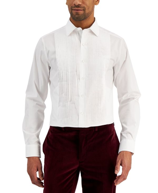 【送料無料】 アルファニ メンズ シャツ トップス Men 039 s Slim Fit Pleated Panel Formal Shirt, Created for Macy 039 s Sierradale White