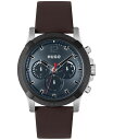 yz t[S Y rv ANZT[ Men's Impress Quartz Multifunction Brown Leather Strap Watch 46mm Brown