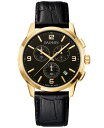 yz o} Y rv ANZT[ Men's Swiss Chronograph Madrigal Black Leather Strap Watch 42mm Yellow