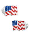 yz JtNX Y JtX{^ ANZT[ Sterling Waving American Flag Cufflinks Multi