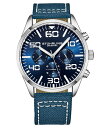 yz XgD[O Y rv ANZT[ Men's Chrono Dark Blue Canvas with Light Blue Contrast Stitching Strap Watch 42mm Blue