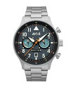 yz ABGCg Y rv ANZT[ Men's Hawker Hurricane Carey Dual Time Gutersloh Silver-Tone Solid Stainless Steel Bracelet Watch 43mm Silver-Tone