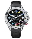 yz iEeBJ Y rv ANZT[ Men's N16553G NST Chrono Flags Black Resin-Coated Leather Strap Watch Black/Silver