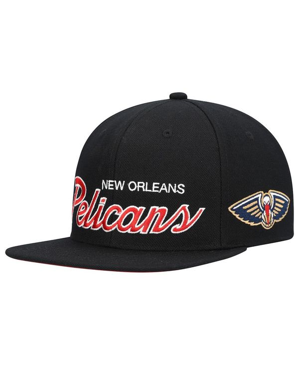 ミッチェル＆ネス 【送料無料】 ミッチェル&ネス メンズ 帽子 アクセサリー Men's Black New Orleans Pelicans Hardwood Classics Script 2.0 Snapback Hat Black