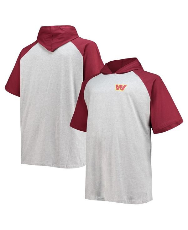 【送料無料】 ファナティクス メンズ パーカー・スウェット フーディー アウター Men's Branded Heathered Gray, Burgundy Washington Commanders Big and Tall Raglan Pullover Short Sleeve Hoodie Heathered Gray, Burgundy