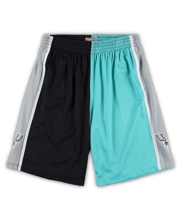 【送料無料】 ミッチェル&ネス メンズ ハーフパンツ・ショーツ ボトムス Men's Black, Teal San Antonio Spurs Big and Tall Hardwood Classics Split Swingman Shorts Black, Teal
