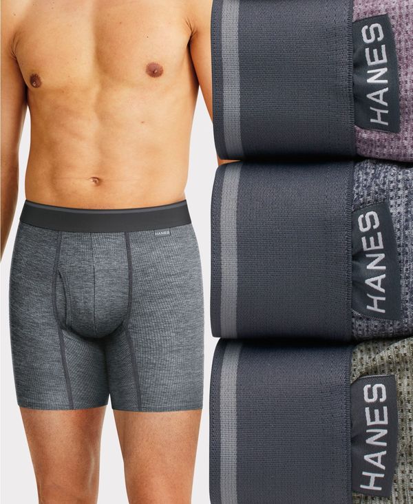 【送料無料】 ヘインズ メンズ ボクサーパンツ アンダーウェア Men 039 s Ultimate 3pk. ComfortFlex Stretch Boxer Briefs Grey