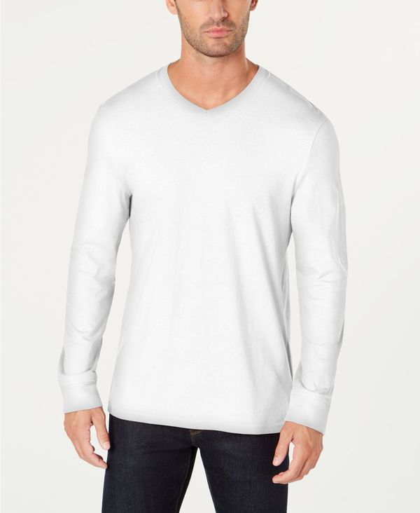 【送料無料】 クラブルーム メンズ Tシャツ トップス Men 039 s V-Neck Long Sleeve T-Shirt, Created for Macy 039 s Bright White