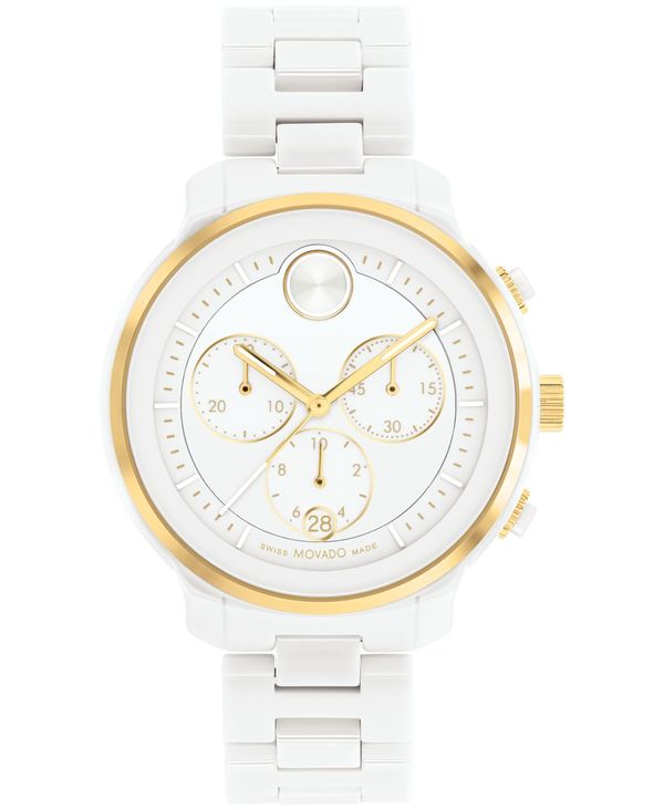 モバド 【送料無料】 モバド レディース 腕時計 アクセサリー Women's Bold Verso Swiss Quartz Chronograph White Ceramic Bracelet Watch 39mm White