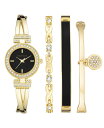 yz ANC fB[X rv ANZT[ Women's Gold-Tone Alloy Bangle with Crystal Accents Fashion Watch 37mm Set 4 Pieces Gold-Tone