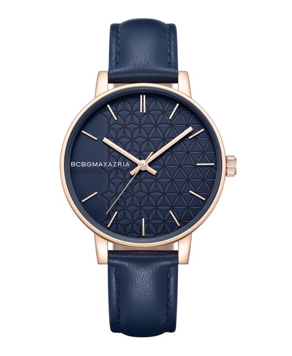 【送料無料】 ビーシービージーマックスアズリア レディース 腕時計 アクセサリー Women s Dress Blue Genuine Leather Strap Watch 38mm Blue