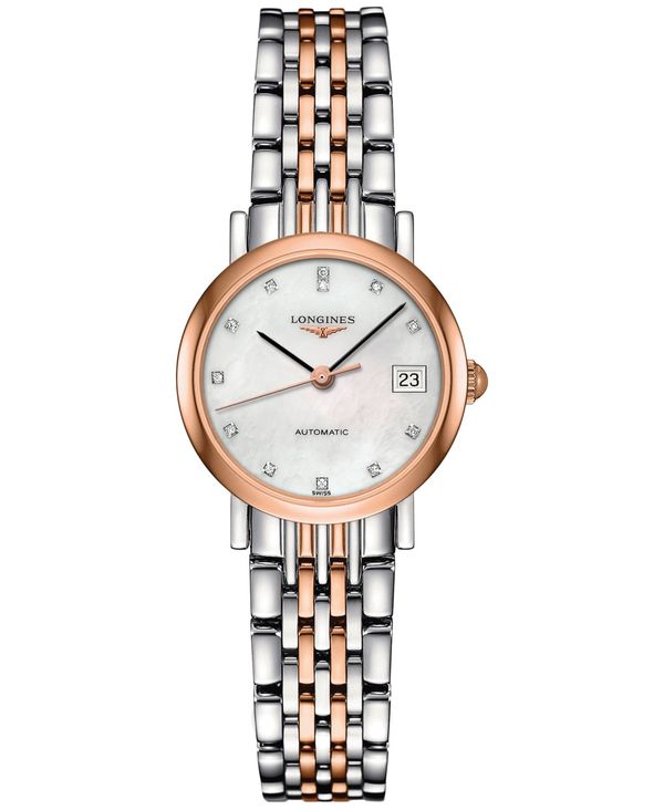 ロンジン 【送料無料】 ロンジン レディース 腕時計 アクセサリー Women's Swiss Automatic Elegant Diamond Accent 18k Gold & Stainless Steel Bracelet Watch 25mm No Color