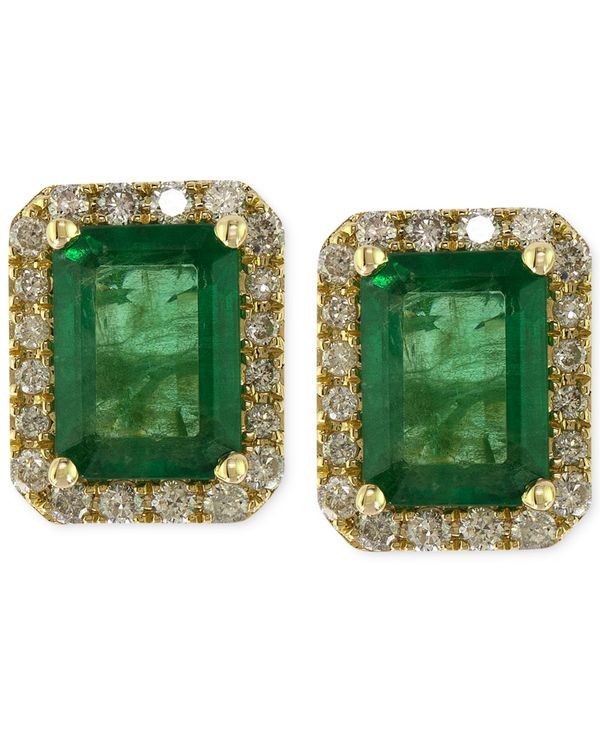 yz GtB[ fB[X sAXECO ANZT[ Brasilica by EFFY&reg; Emerald (1-9/10 ct. t.w.) and Diamond (1/4 ct. t.w.) Stud Earrings in 14k Gold, Created for Macy's Yellow Gold