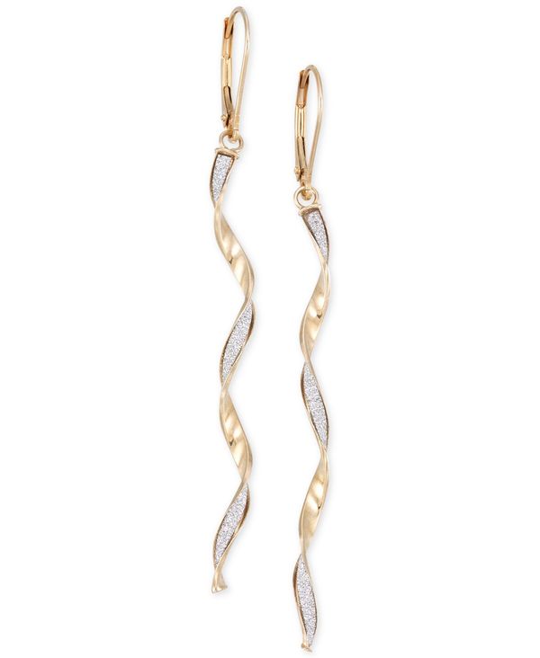 yz C^A S[h fB[X sAXECO ANZT[ Twist Glitter Long Drop Earrings in 14k Gold Yellow Gold