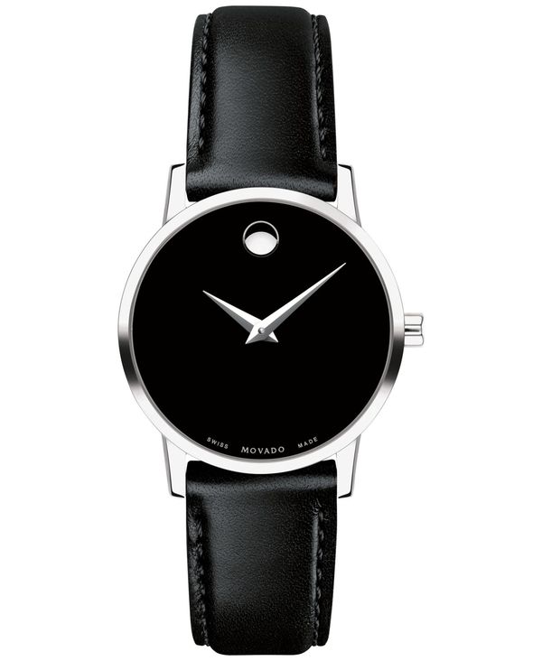 モバド 【送料無料】 モバド レディース 腕時計 アクセサリー Women's Swiss Museum Classic Black Leather Strap Watch 28mm Black/Silver Black