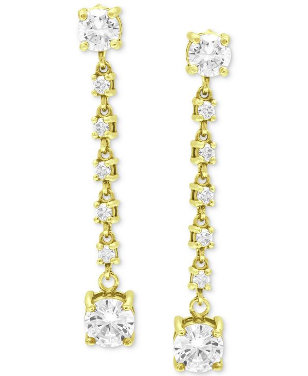 yz W[j xj[j fB[X sAXECO ANZT[ Cubic Zirconia Linear Drop Earrings, Created for Macy's Yellow Gold Over Silver