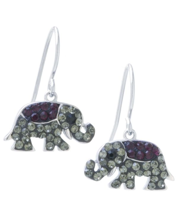 【送料無料】 ジャーニ ベルニーニ レディース ピアス・イヤリング アクセサリー Black and Gray Pav&eacute; Crystal Elephant Wire Drop Earrings set in Sterling Silver BLACK/WHITE