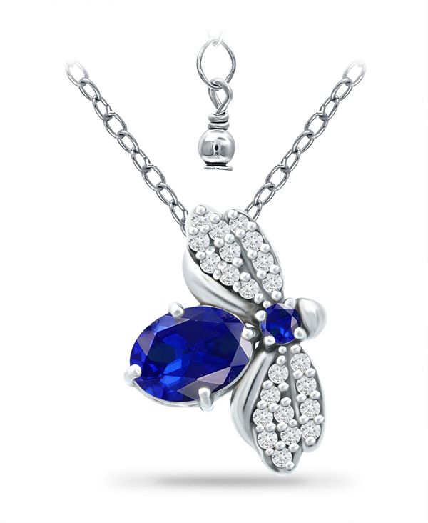 yz W[j xj[j fB[X lbNXE`[J[Ey_ggbv ANZT[ Simulated Blue Sapphire and Cubic Zirconia Bee Pendant Sterling Silver, Dark Blue