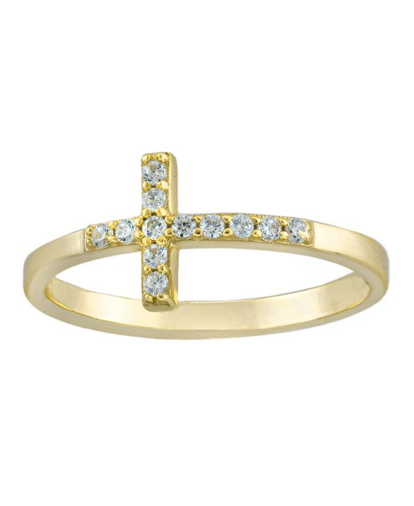 yz W[j xj[j fB[X O ANZT[ Cubic Zirconia Sideways Cross Ring in Gold Over Sterling Silver Gold