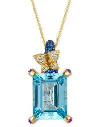 【送料無料】 ル ヴァン レディース ネックレス・チョーカー・ペンダントトップ アクセサリー Crazy Collection® Multi-Gemstone (12-1/2 ct. t.w.) & Diamond (1/10 ct. t.w.) Butterfly 20" Adjustable Pendant Necklace in 14k Gold Blue Topaz