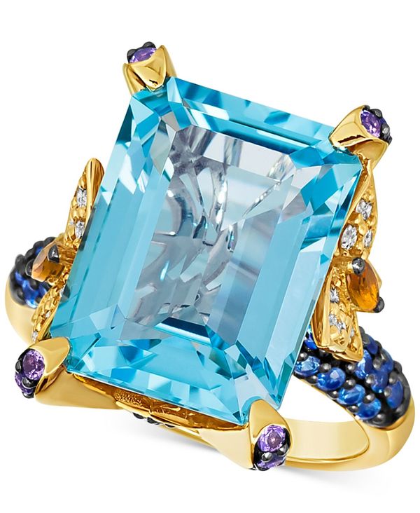 【送料無料】 ル ヴァン レディース リング アクセサリー Crazy Collection&reg; Multi-Gemstone (12-7/8 ct. t.w.) & Vanilla Diamond (1/5 ct. t.w.) Statement Ring in 14k Gold Blue Topaz