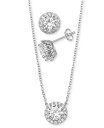 【送料無料】 ジャーニ ベルニーニ レディース ネックレス チョーカー ペンダントトップ アクセサリー 2-Pc. Set Cubic Zirconia Halo Pendant Necklace Matching Stud Earrings in Sterling Silver, Created for Macy 039 s Sterling silver