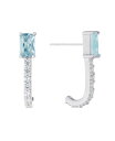 yz W[j xj[j fB[X sAXECO ANZT[ Cubic Zirconia (1.44 ct.t.w.) Clear Baguette Half Hoop Post Earrings Blue