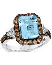 【送料無料】 ル ヴァン レディース リング アクセサリー Couture Sea Blue Aquamarine (2-1/2 ct. t.w.), Chocolate Diamonds (5/8 ct. t.w.) & Nude Diamonds (1/10 ct. t.w.) Square Halo Ring in Platinum No Color