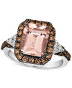 【送料無料】 ル ヴァン レディース リング アクセサリー Couture Peach Morganite (2-1/2 ct. t.w.), Chocolate Diamonds (5/8 ct. t.w.) & Nude Diamonds (1/10 ct. t.w.) Square Halo Ring in Platinum No Color