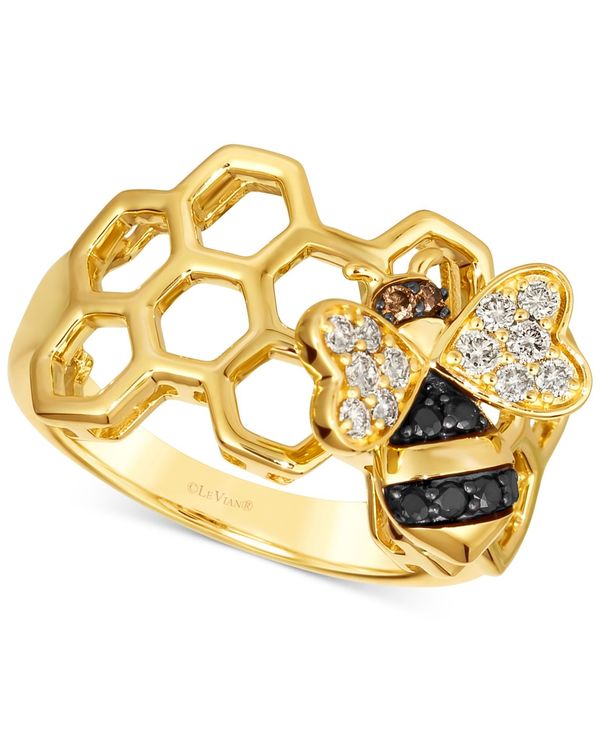 yz  @ fB[X O ANZT[ Multicolor Diamond Honeybee Honeycomb Ring (1/3 ct. t.w.) in 14k Gold 14K Honey Gold Ring