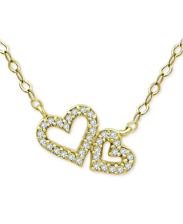 yz W[j xj[j fB[X lbNXE`[J[Ey_ggbv ANZT[ Cubic Zirconia Double Heart Pendant Necklace, 16