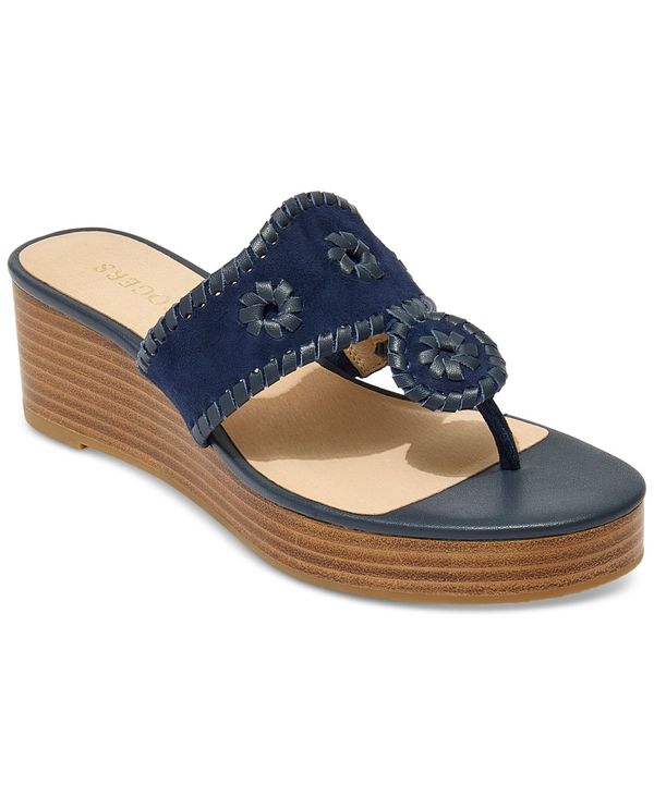 【送料無料】 ジャックロジャース レディース サンダル シューズ Women's Jacks Whipstitch Mid Stacked Wedge Sandals Midnight