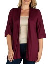 【送料無料】 24セブンコンフォート レディース ニット・セーター カーディガン アウター Plus Size Elbow Length Open Front Cardigan Wine