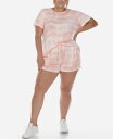 【送料無料】 ホワイトマーク レディース ナイトウェア アンダーウェア Plus Size 2 Piece Top Shorts Lounge Set Pink...