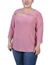 yz j[[NRNV fB[X Vc gbvX Plus Size 3/4 Sleeve Cutout Top Lilas