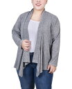 【送料無料】 ニューヨークコレクション レディース ニット・セーター カーディガン アウター Plus Size Long Sleeve Ribbed Card...
