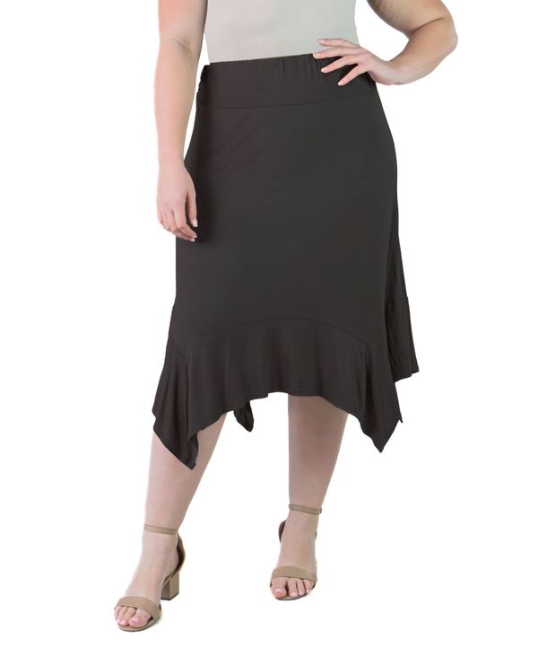 【送料無料】 24セブンコンフォート レディース スカート ボトムス Plus Size Knee Length Elastic Waist Skirt Black