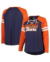 【送料無料】 ファナティクス レディース Tシャツ トップス Women 039 s Branded Navy, Orange Chicago Bears Plus Size True to Form Lace-Up V-Neck Raglan Long Sleeve T-shirt Navy, Orange