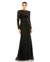 【送料無料】 マックダガル レディース ワンピース トップス Women's Embellished High Neck Long Sleeve Gown Bl...
