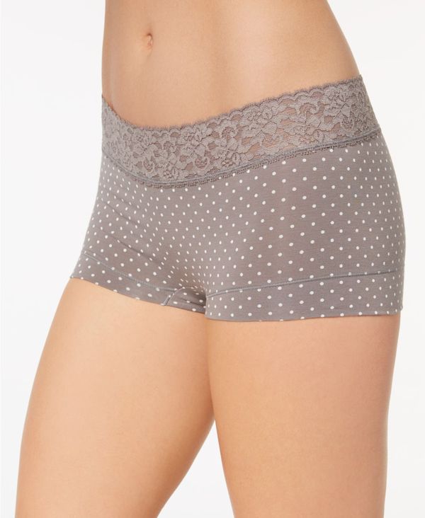  メイデンフォーム レディース パンツ アンダーウェア Cotton Dream Lace Boyshort Underwear 40859 Steel Grey Dot