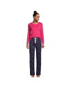 【送料無料】 ランズエンド レディース ナイトウェア アンダーウェア Women 039 s Knit Pajama Set Long Sleeve T-Shirt and Pants Deep sea navy tie dye hearts