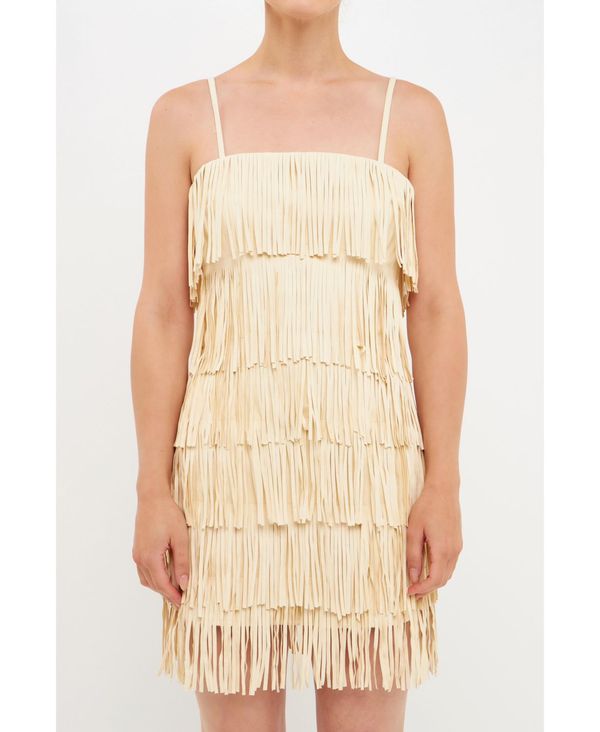 ReVida ŷԾŹ㤨̵֡ ɥ쥹 ǥ ԡ ȥåץ Women's Suede Fringed Spaghetti Dress IvoryפβǤʤ42,800ߤˤʤޤ