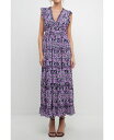 【送料無料】 フリーザロージズ レディース ワンピース トップス Women 039 s Floral Ruffle Detail Long Dress Purple multi