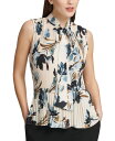 【送料無料】 ダナ キャラン ニューヨーク レディース シャツ トップス Pleated Floral-Print Sleeveless Blouse Pearl