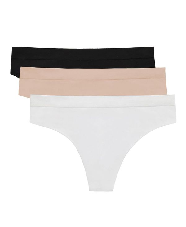  オンゴッサメール レディース パンツ アンダーウェア Women's Cabana Cotton Seamless Thong Underwear 3-Pack G2283P3 BlkWhtChp