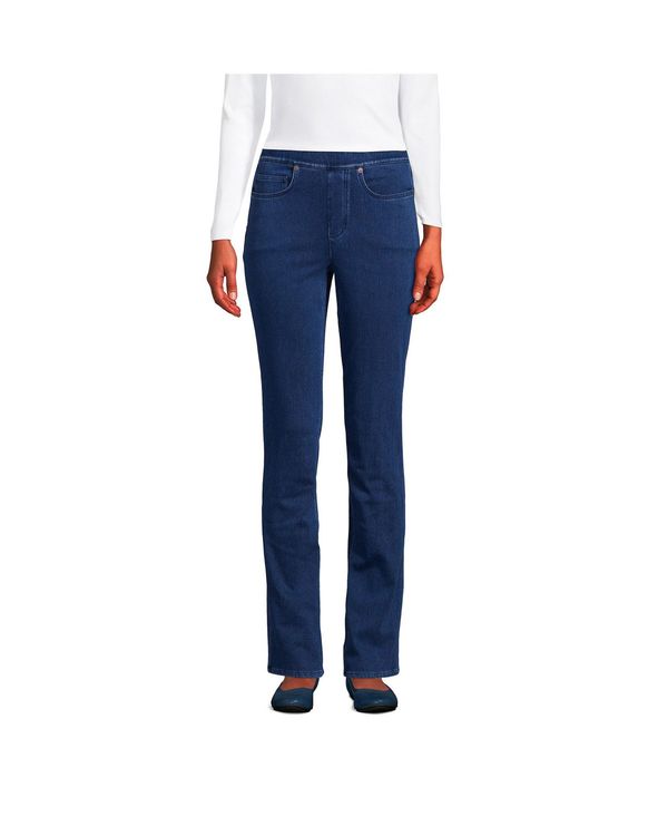 【送料無料】 ランズエンド レディース デニムパンツ ボトムス Women's Tall Starfish Mid Rise Pull On Knit Denim Straight Jeans Medium indigo