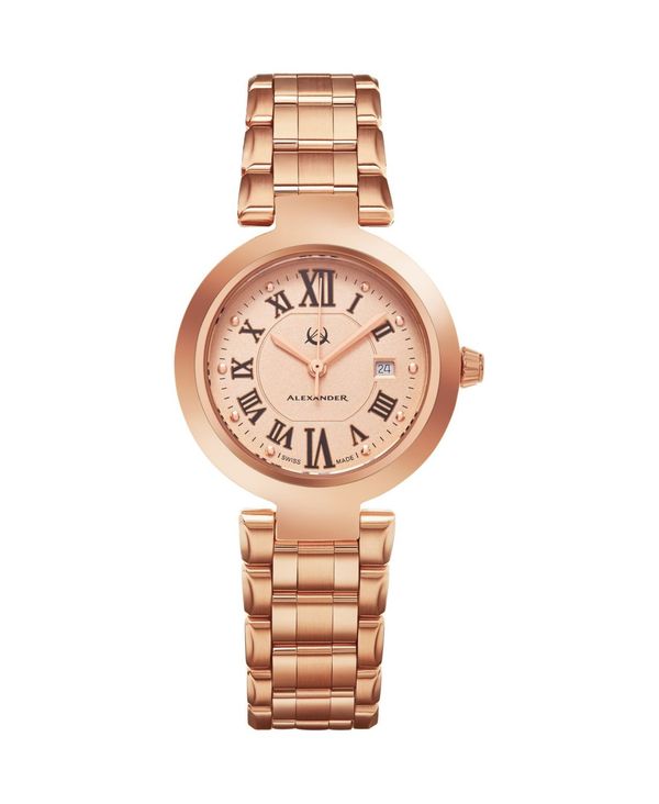 楽天ReVida 楽天市場店ストゥーリング レディース 腕時計 アクセサリー Alexander Watch A203B-05 Ladies Quartz Date Watch with Rose Gold Tone Stainless Steel Case on Rose Gold Tone Stainless Steel Bracelet Rose Gold