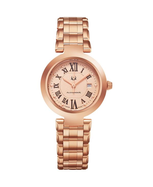 ストゥーリング レディース 腕時計 アクセサリー Alexander Watch A203B-05 Ladies Quartz Date Watch with Rose Gold Tone Stainless Steel Case on Rose Gold Tone Stainless Steel Bracelet Rose Gold