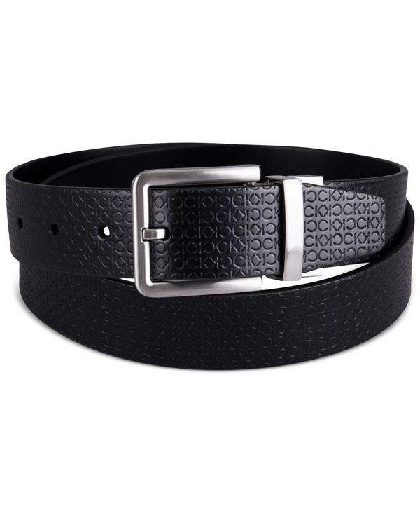 カルバンクライン ベルト（メンズ） 【送料無料】 カルバンクライン メンズ ベルト アクセサリー Men's Micro Logo Strap Reversible Casual Belt Black/Black