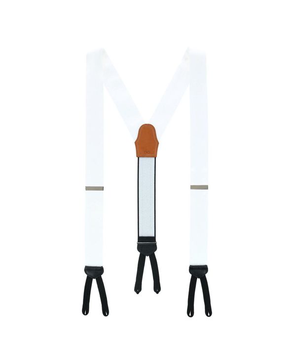 【送料無料】 トラファルガー メンズ ベルト アクセサリー Sutton Solid Color Silk Formal End Suspenders White